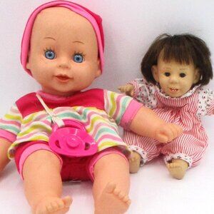 GI Go Dolls Set if 2 Expressions Smile Beanbag -Baby Paci Blue Eyes Vnyl 9"